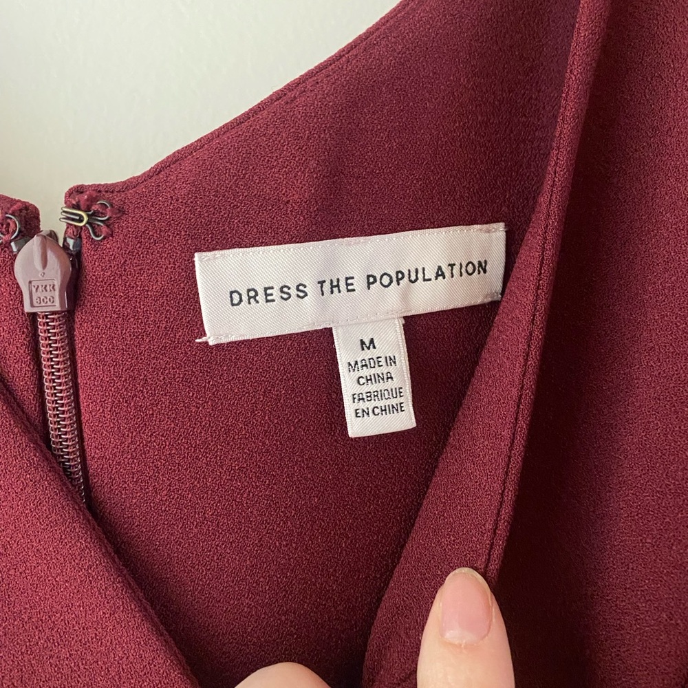 Dress the Population Iris Slit Crepe Gown Burgundy Size Medium *Tailored* - Picture 4 of 6